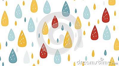 Various raindrops falling pattern background design. Childish scandinavian backdrop. Scandinavian backdrop. Stock Photo