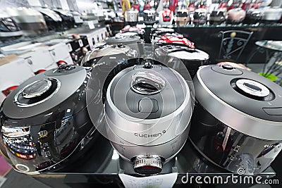 Various rice cookers for sale Editorial Stock Photo