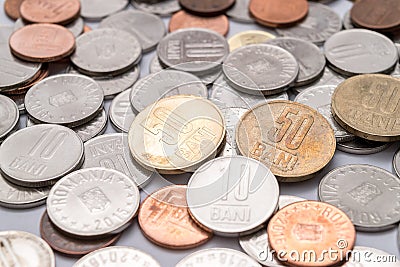 Romanian coins, Romanian currency Stock Photo