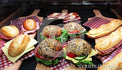 Various Sandwich Display Stock Photo