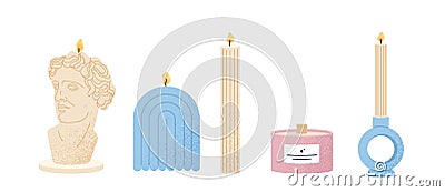 Various scented candles set Vector Illustration