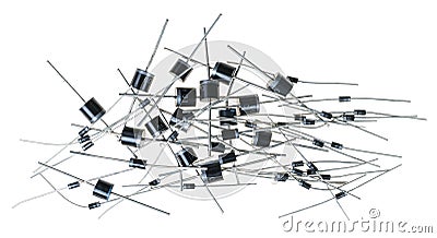Various semiconductor silicon rectifier diodes isolated on a white background Stock Photo