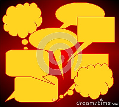 Various shapes of speech cloud bubbles Stock Photo