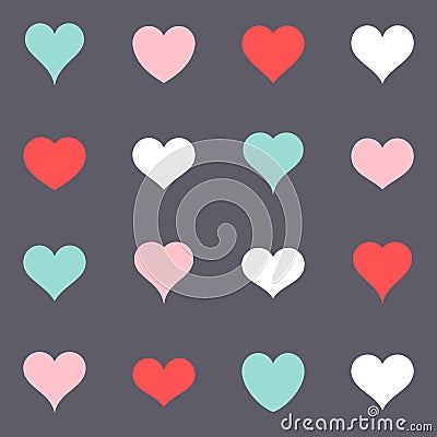 Various simple colorful vector heart icons Vector Illustration