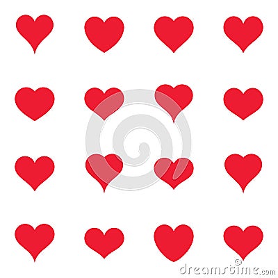 Various simple red heart icons Vector Illustration