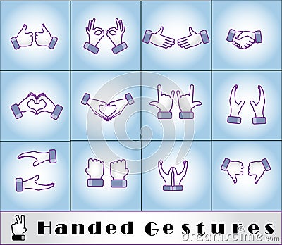 Various social media style two handed gestures Stock Photo