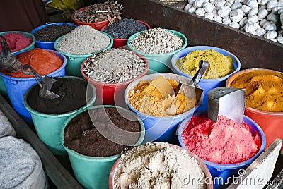 Spices and flavors in street market Stock Photo