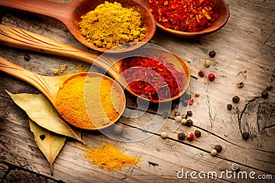 Various spices and herbs Stock Photo