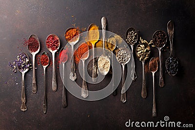 Various spices spoons Stock Photo