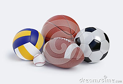 Various sports balls. Sports Equipment Cartoon Illustration