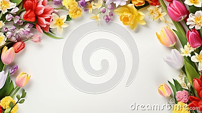 various spring flowers pattern with copy space background Stock Photo