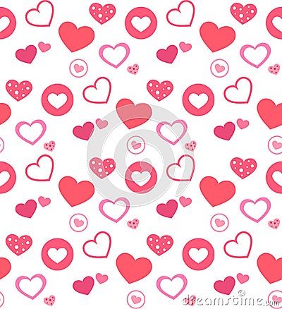 Seamless Valentine`s Hearts Background Pattern Vector Illustration