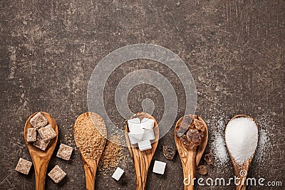 Various sugar on table Stock Photo