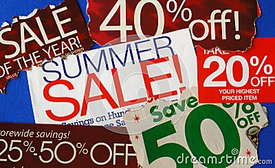 Various summer sale signs Stock Photo