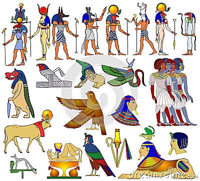 Various themes of ancient Egypt - Vector Illustration