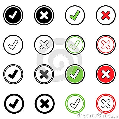 Various Ticks and Crosses Stock Photo