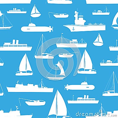 Various transportation navy ships icons seamless blue pattern eps10 Vector Illustration