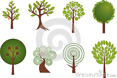 Various tree designs Vector Illustration