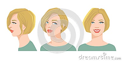 Various turns heads. Vector Illustration