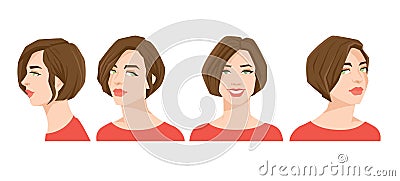 Various turns heads. Vector Illustration