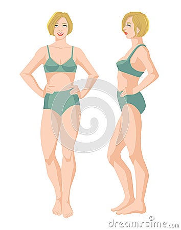 Various turns woman`s figure Vector Illustration