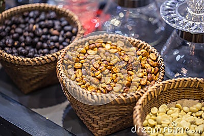Various type of rosted coffee bean compare of rost time Stock Photo