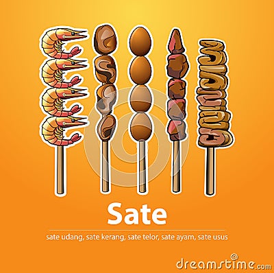 Various type of Satay Vector Illustration