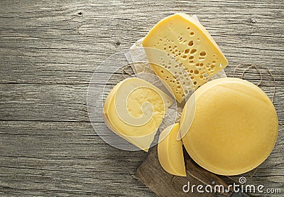 Different flavors of cheeses Stock Photo