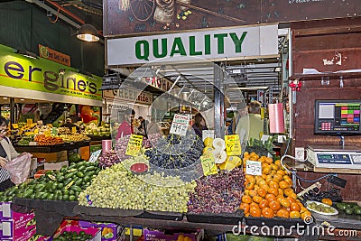 Various types of delicious fruit on sale at the famous Central Market in Adelaide, Australia Editorial Stock Photo