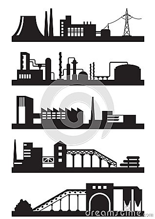 Various types of industrial plants Vector Illustration