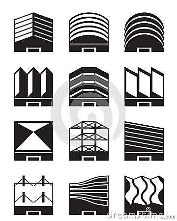 Various types of industrial roofs Vector Illustration