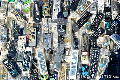 Remote control, various types of remote control for tv, video games,, Brazil, South America Editorial Stock Photo
