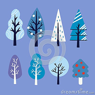 Various Unique Style Of Trees Asset 1 Illustration Vector Illustration