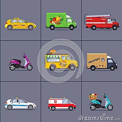 of various urban and city cars, vehicles Stock Photo