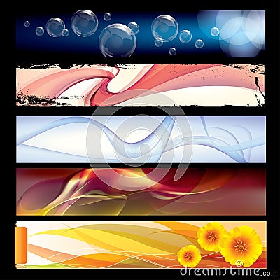 Various Vector template banners with colorful abstract background Stock Photo