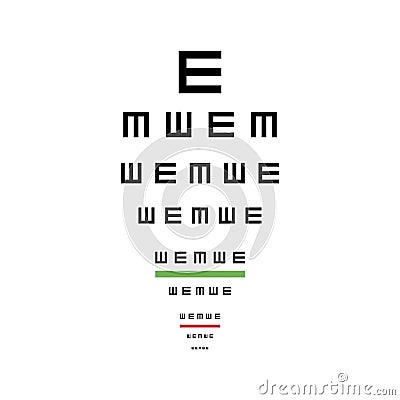 Various versions of the table for eye tests the adult Vector Illustration