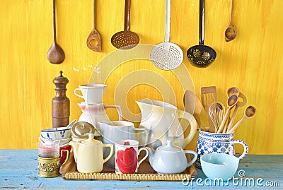 Various vintage kitchen utensils Stock Photo