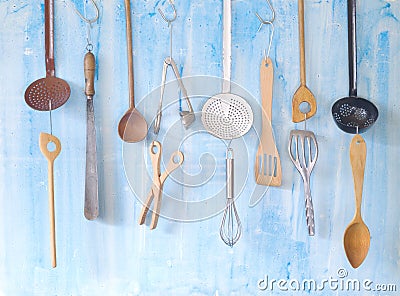 Various vintage kitchen utensils Stock Photo