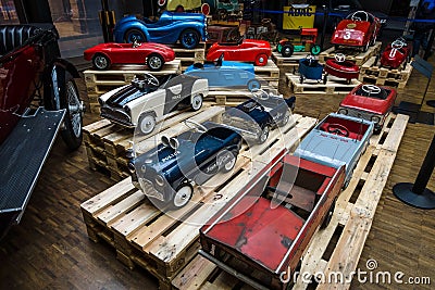 Various of vintage pedal cars. Editorial Stock Photo
