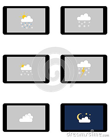 Various weathers symbols on Tablet Vector Illustration