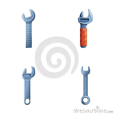 Various wrench icons set cartoon vector. Metal wrench Vector Illustration
