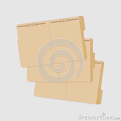 Variously tabbed manila file folders with fastener to keep documents Vector Illustration