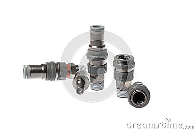 VARNA, BULGARIA - MARCH 21, 2020: SMC LL3S couplings, isolated on white. SMC is a company deling with pneumatics Editorial Stock Photo