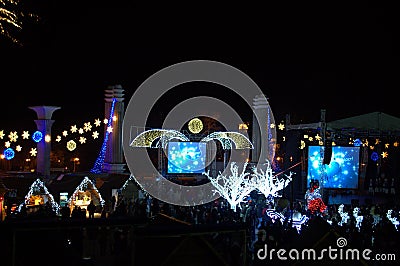 Varna city square New Years celebrating Editorial Stock Photo