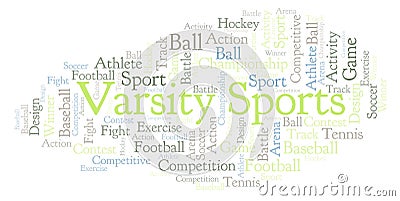 Varsity Sports word cloud. Stock Photo