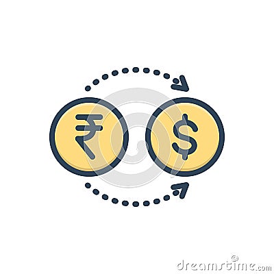 Color illustration icon for Vary, change and currency Cartoon Illustration