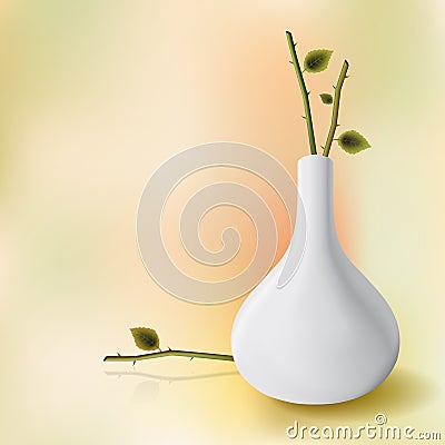 Vase with branch Vector Illustration