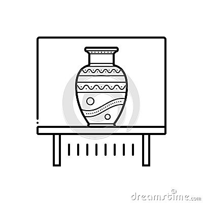 Black line icon for Vase exhibit, kalash and jar Stock Photo