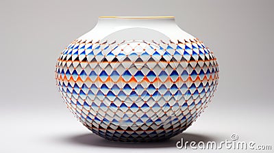 Colorful Triangular Vase With Illusory Gradient And Textured Surfaces Stock Photo