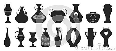 Vase for flower black vector illustration on white background . Pottery vase set icon.Vector illustration set icon Vector Illustration